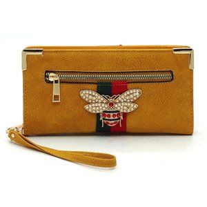 Bee Stripe Clutch Wallet- Wristlet
